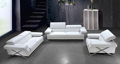 Linda Modern White Leather Sofa Set VG-110