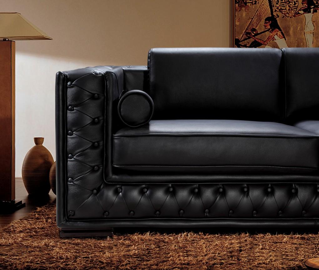 Black Leather Sofa Set HE 707 Leather Sofas