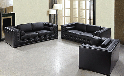 Black Leather Sofa Set HE-707