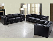 Black Leather Sofa Set HE-707