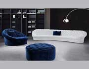 Leon Blue and White Sofa Set with Ottoman