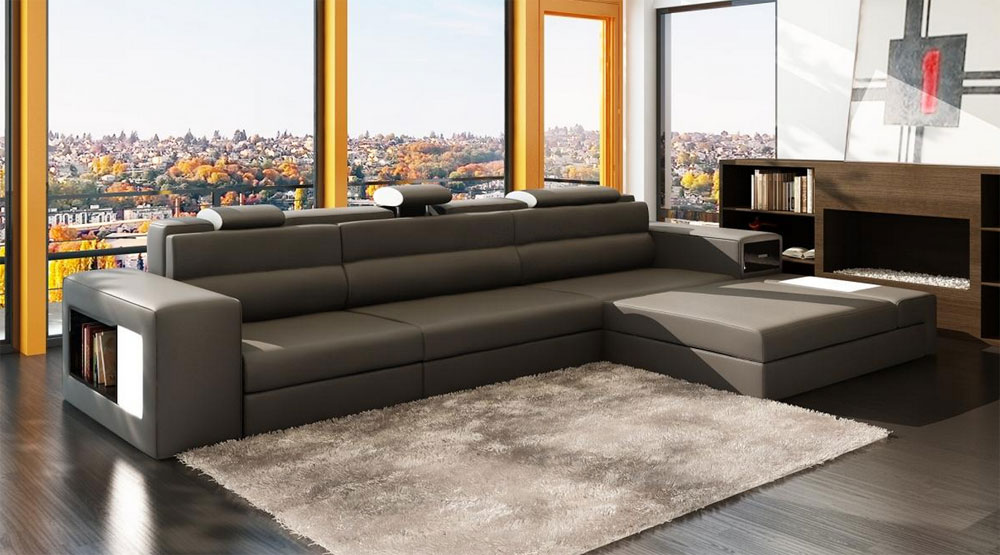 Modern gray discount leather sectional