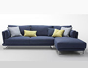 Modern Dark Blue Fabric Sectional Sofa - Lucas