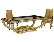 BT 021 Antiqued Gold Glass Dining Table