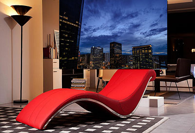 VG-Wave Red Leatherette Lounge Chair