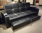 Black leatherette Queen size sofa bed Bella