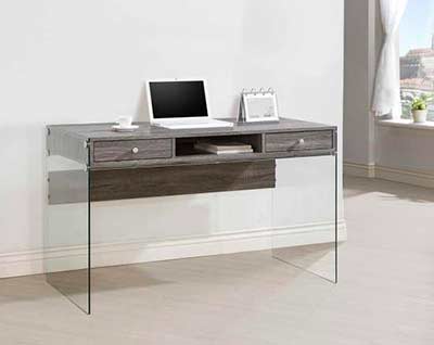 Grey Modern Desk with Glass Legs CO 818