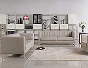 Contemporary light grey fabric sofa set VG400