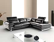 Top grain Black leather sectional sofa Zena