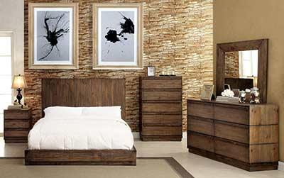 Low Profile Bed with Flat Wood Panel Headboard FA24