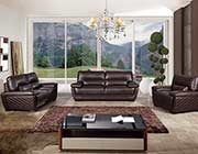 Italian Dark Brown Leather Sofa Set AEK-19DB
