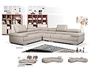 Modern Gray Leather Sectional Sofa EF119