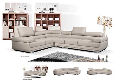 Modern Gray Leather Sectional Sofa EF119