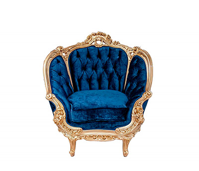 Marine Blue Velvet Provincial Chair 634