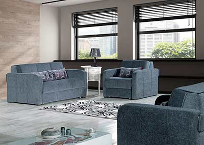 Gray Fabric  Love seat Bed