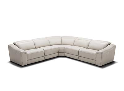 Silver Grey Recliner Leather Sectional Sofa NJ 775