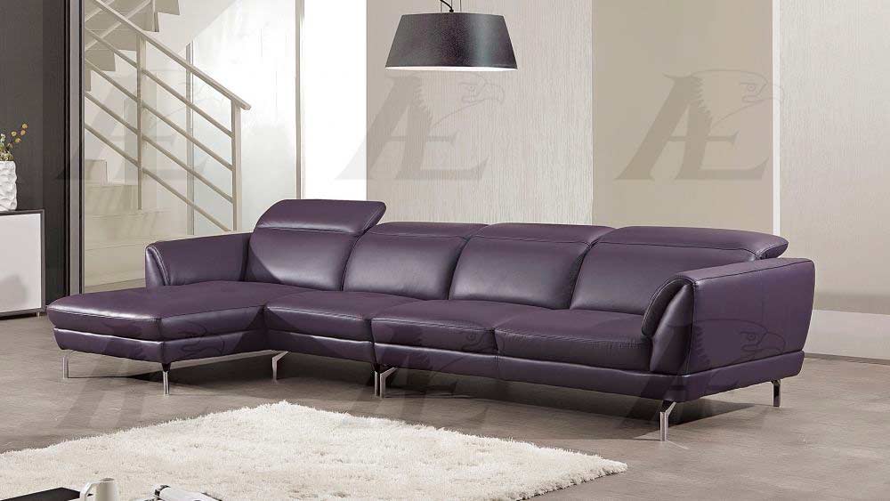 Purple Italian leather sectional AEK 023 Leather Sectionals