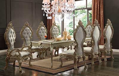 White Pearl Silver Dining table HD21031