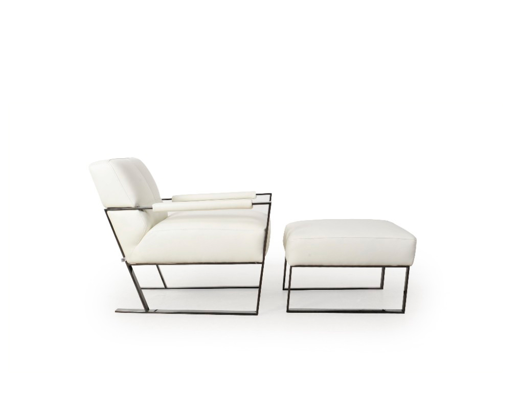 White Leather Lounge Chair By Moroni Accent Seating