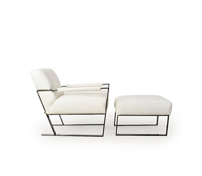 White Leather Lounge Chair by Moroni