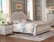 Antique White Button Tufted Bed HE 614