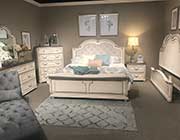 Antique White Button Tufted Bed HE 614