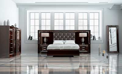 Chocolate High Gloss Tufted Bed EF83