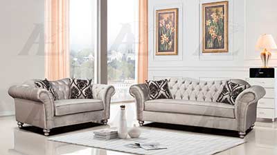 Silver gray fabric sofa set AE 600