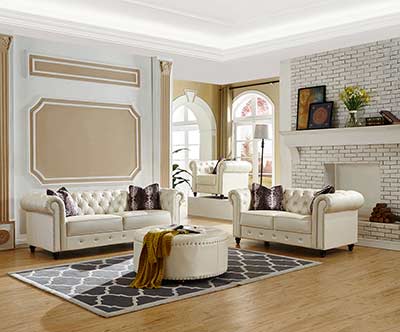 White Leatherette Sofa Set MF 802