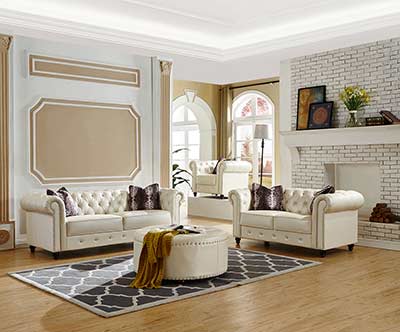 White Leatherette Sofa Set MF 802