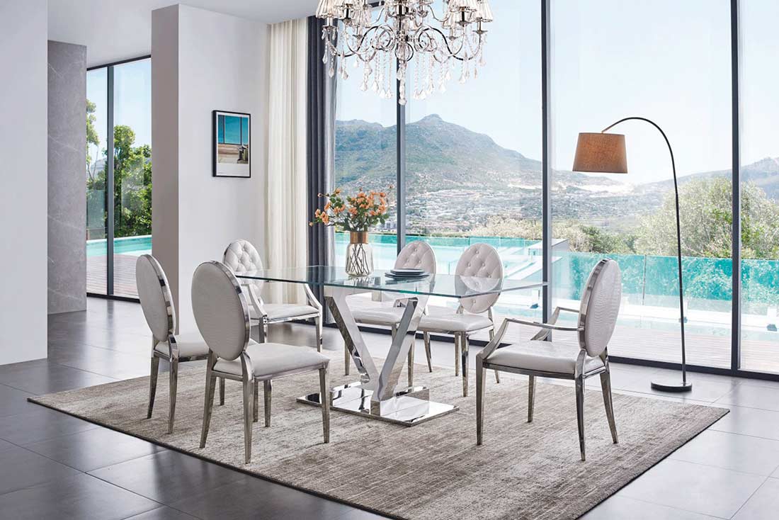 Modern glass table and chairs 2025
