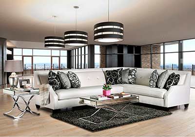Off-White Fabric Sectional Sofa FA 263