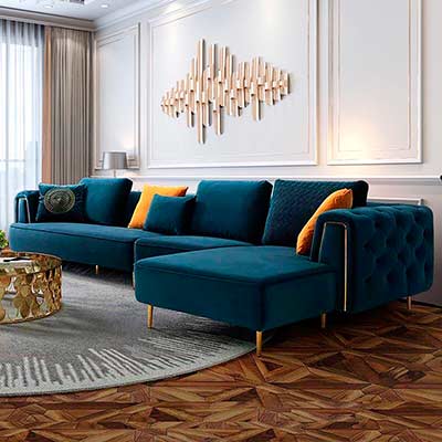 Blue Velvet sectional sofa AE 831