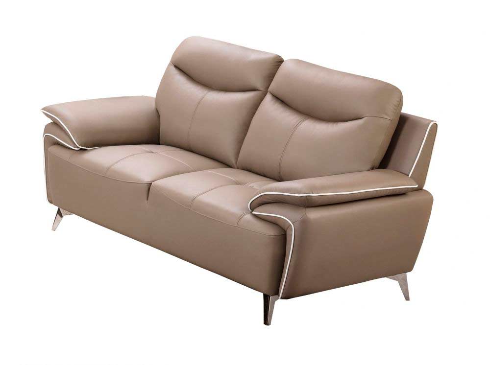 taupe tan sofa leather on oak floor