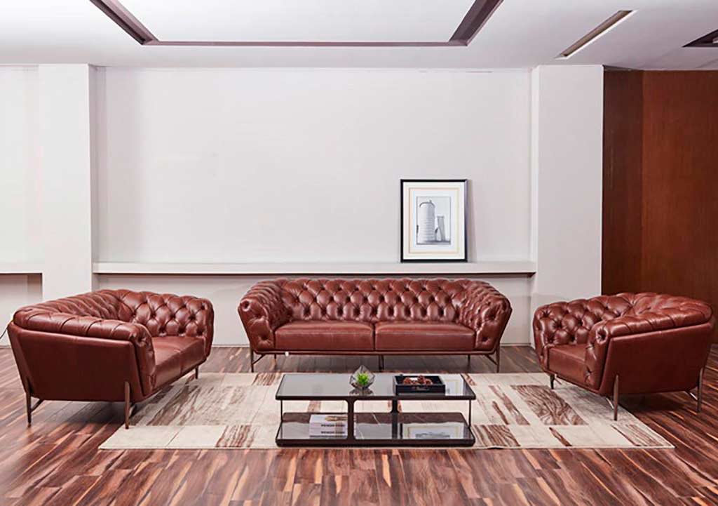 Sofa Leather Top Grain Italian Brown High Qualiy Ae 009 