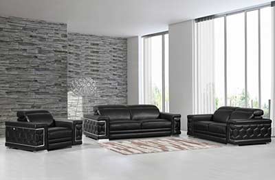 Black Leather Sofa set GU 92