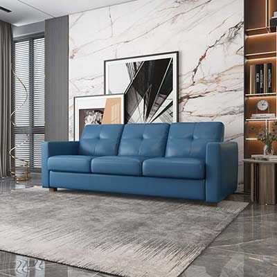 Blue Leather Sofa bed AC Nuit