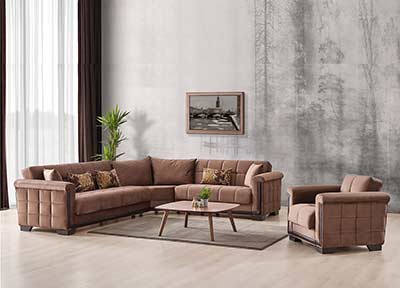 Sectional Sofa Bed Goldy in Brown