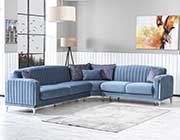 Blue Fabric Sectional Sofa Bed Nuvola