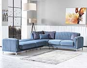 Blue Fabric Sectional Sofa Bed Nuvola