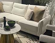 White Upholstered Curved Arms Sectional Sofa CO 550