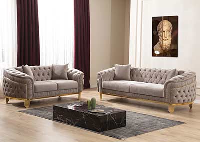 Fabric Sofa Set in Taupe Delphi