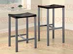 Set of Two 29H Barstool Black Finish Silver frame