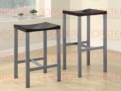 Set of Two 29H Barstool Black Finish Silver frame