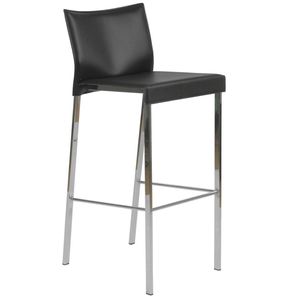 Black leather and cheap chrome bar stools