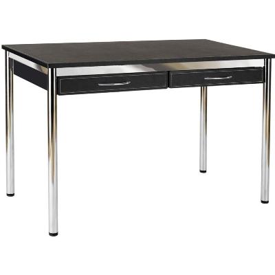 Ledah Leather Desk-Black-Chrome