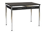 Ledah Leather Desk-Black-Chrome