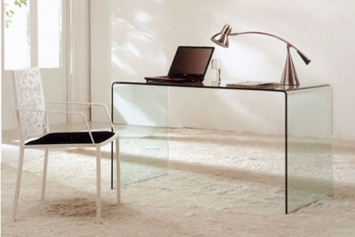 Bent clearance glass desk