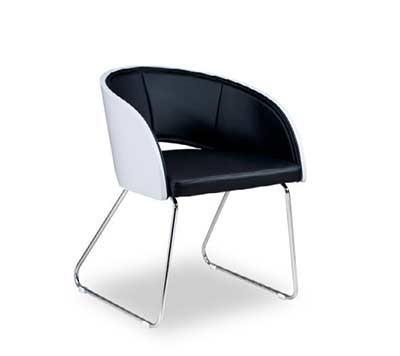 Contemporary White Chair with Black Back ArLi-333-4