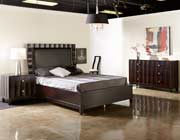 Modern Bed collection NJ 12 in Brown Leatherette